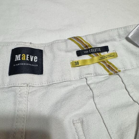 Maeve Pants Womens 30 The Colette Wide Leg High Rise Stretch White Anthropologie - Picture 3 of 7